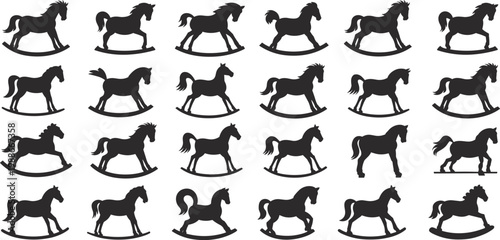Black silhouette of various animals including birds cats dogs and fish arranged in a grid pattern