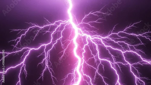 Dramatic purple lightning bolts across a dark stormy sky