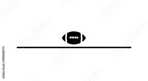 American Football Icon Centered on Horizontal Line.