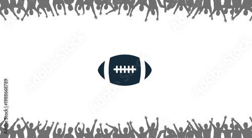 American Football Icon Centered on White Background.