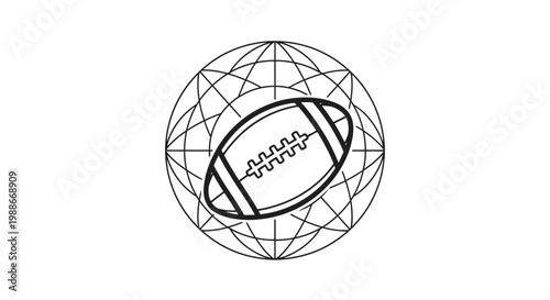 American Football on a Globe Emblem.