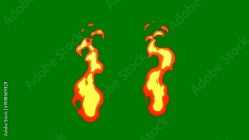 Animated Flames on Green Screen for Special Effects and Visuals.