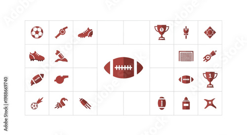 American Football Sports Icons Collection Vector Illustration.