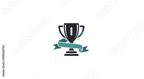 American Football Trophy with Ribbon Icon.
