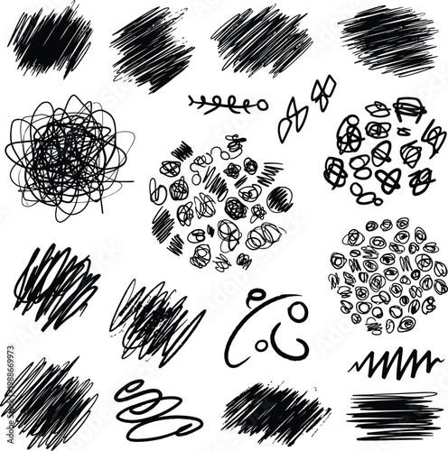 Artistic Ink Scribbles and Abstract Squiggles Vector Bundle