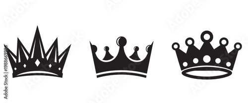 Three black crowns a regal collection of monarchy symbols