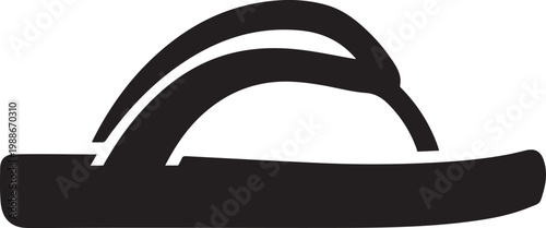 Black flip flop, sandal icon, vector footwear, summer accessory