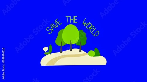 Animated Save the World Illustration with Trees and Environment Concept.