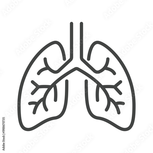 Simple Line Art Human Lung Anatomy Healthcare Organ Icon Graphic