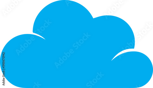 Cloud icon displays a simple blue shape representing data storage, network connectivity, and digital infrastructure services.