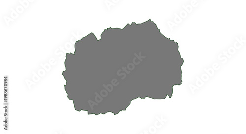 A dark grey irregular shape resembling a landmass is isolated on a white background high quality
