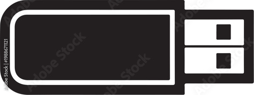 USB flash drive, black icon, vector USB, data storage symbol, technology illustration