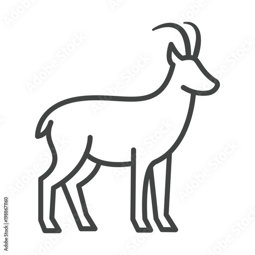 Minimalist Line Art Chamois Illustration Wild Animal Design Icon