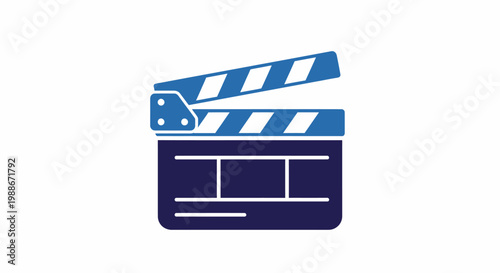 Movie Clapperboard Film Director Board Icon - Blue Navy Flat Design Cinema Production Vector
