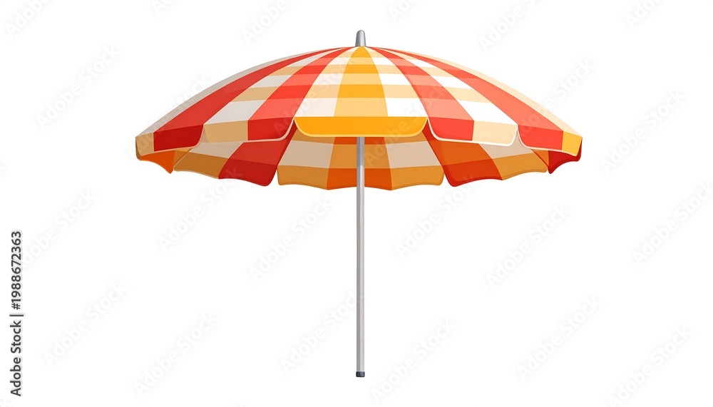 Obraz premium Red and yellow checkered beach umbrella