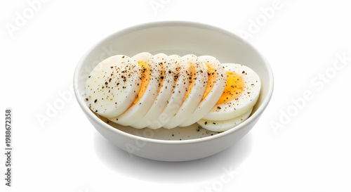 Healthy Egg Slices with Black Pepper Served in Bowl