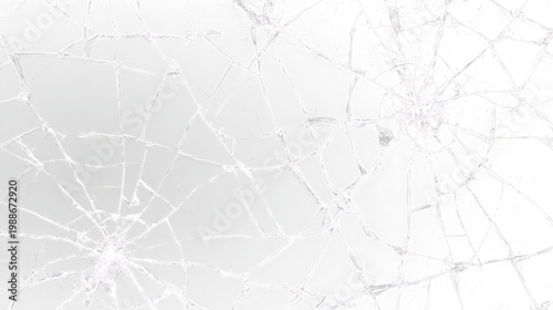 Billede på lærred Cracked glass on a transparent background showing cracks and fragments in two co