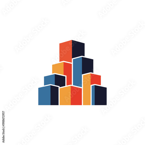 Colorful Blocks Stacked Pyramid Structure.