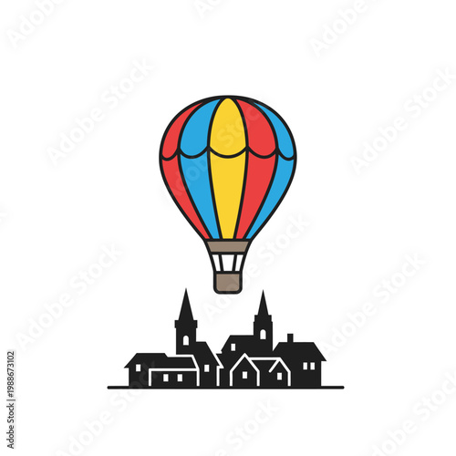 Colorful Hot Air Balloon Flying.