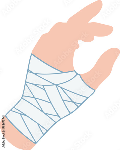 Vector illustration of a hand with a medical bandage