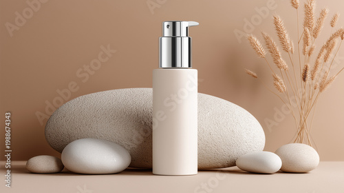 minimal skincare branding image, copy space, premium look