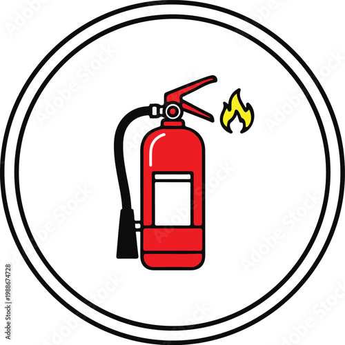 Fire extinguisher icon in a circle