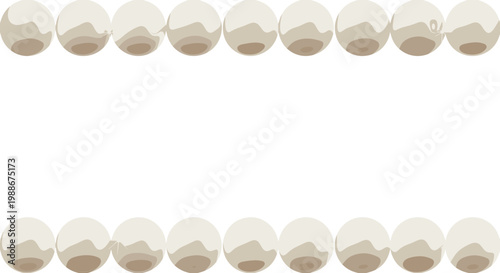 Elegant row of lustrous white pearls bordering empty space for text or design