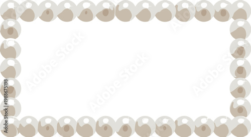 Elegant rectangular frame created from luminous white pearls on a clean white