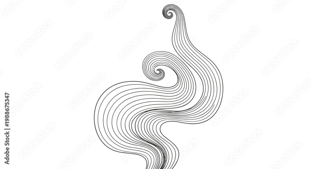 Fototapeta premium Abstract swirling smoke or steam lines forming an elegant organic shape on white