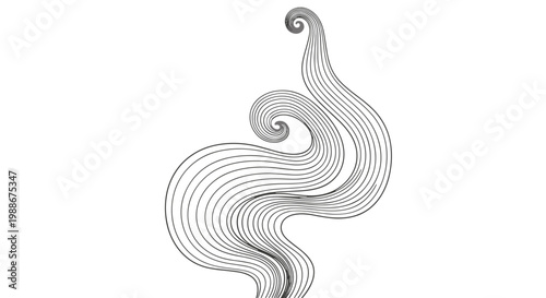 Abstract swirling smoke or steam lines forming an elegant organic shape on white