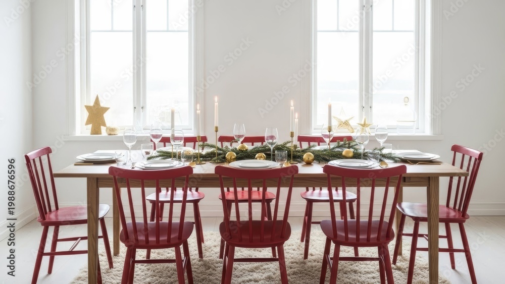 Obraz premium Elegant dining room set for a festive holiday gathering