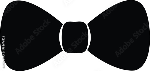 Black bowtie silhouette on a white background, simple and