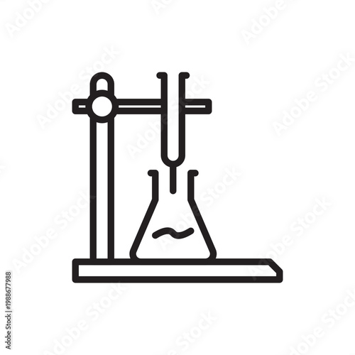 Titration icon symbolizing chemical analysis, representing hardware, lab tools, flask gear, safety systems, and industrial logistics for solution testing and factory quality control concentration.