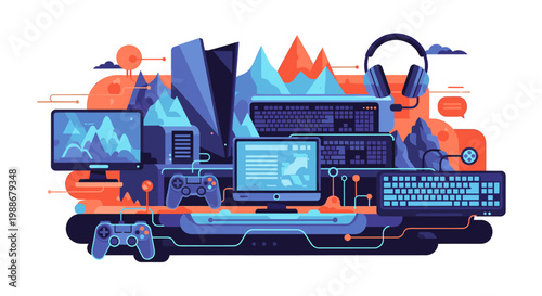 A vibrant and modern abstract composition, perfect for backgrounds, website design, or marketing materials needing a creative and energetic feel. The 