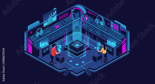 This modern abstract graphic features a vibrant gradient and bold shapes, perfect for backgrounds, website headers, or creating dynamic visuals for ma