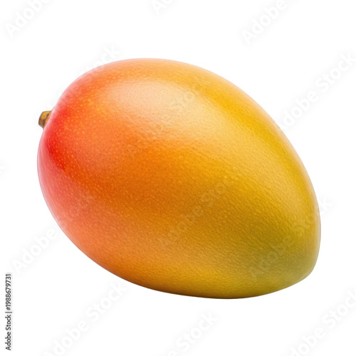 Fresh ripe mango fruit with vibrant orange and yellow skin isolated on transparent background