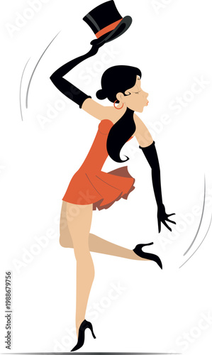 Dancing cabaret girl. Showgirl