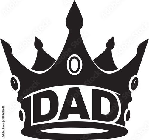 Black crown icon with Dad text for Father's Day or royalty symbol