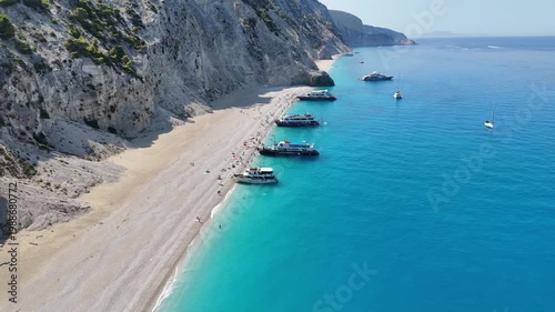 Drone view at Egremni beach in Lefkada