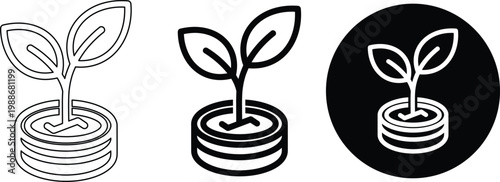 Three stages of plant growth seed sprout and seedling illustration