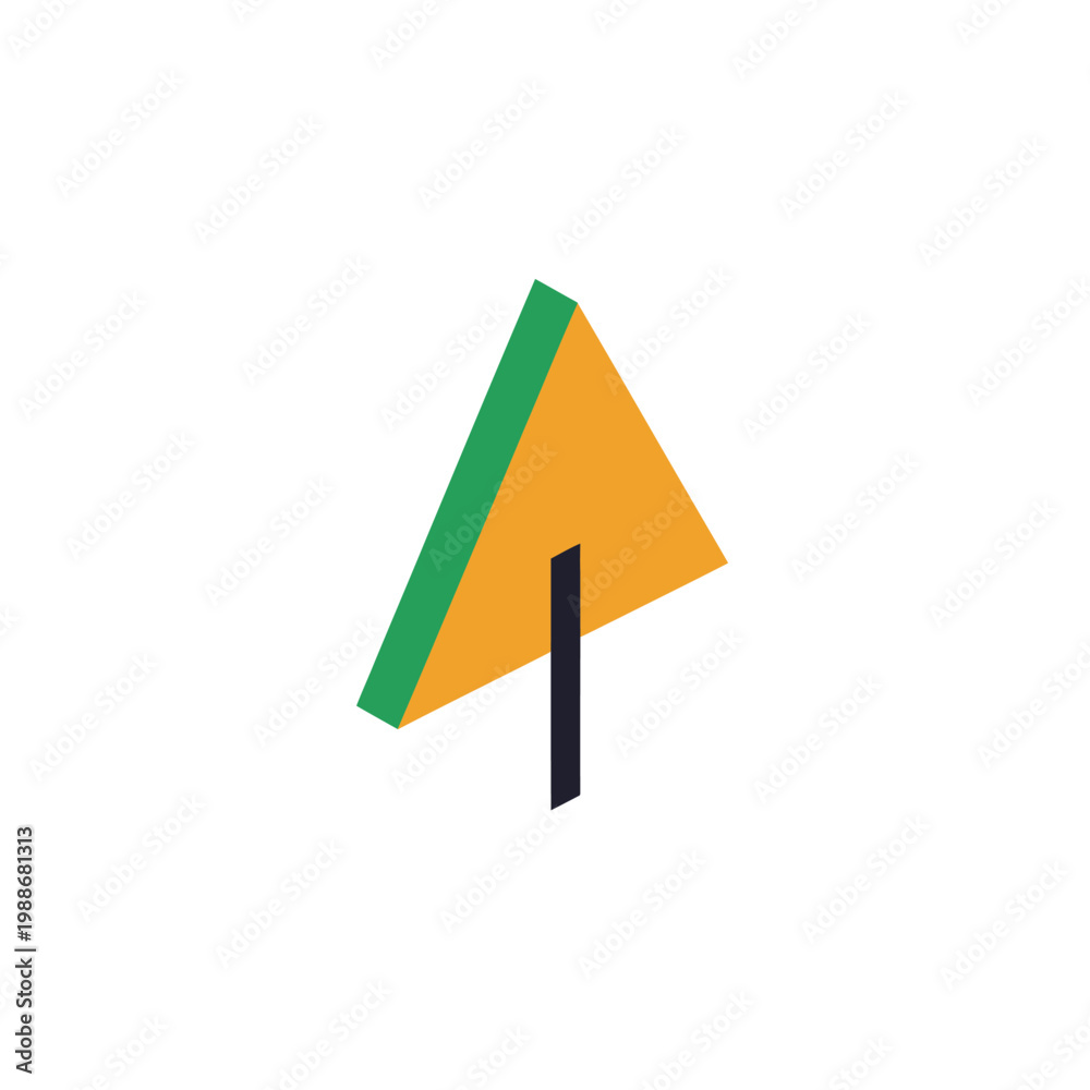 Fototapeta premium Abstract geometric tree symbol in isometric view.