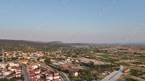 Drone view over the Meteora town