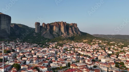 Aerial view of Meteora Town Greece