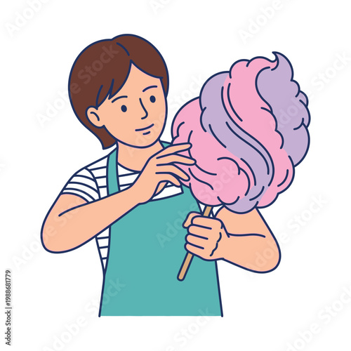 Person with Cotton Candy on Stick