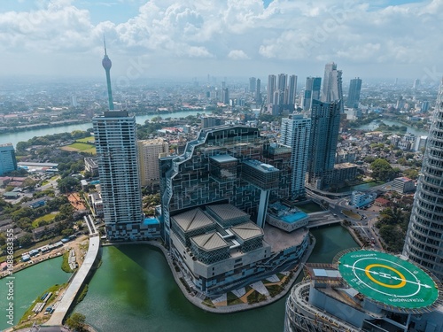 Fotografía Aerial Drone View of Colombo City from Cinnamon Life Side Skyline Sri Lanka Capi