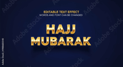 Golden Hajj Mubarak Text Effect for Islamic Celebrations and Greetings