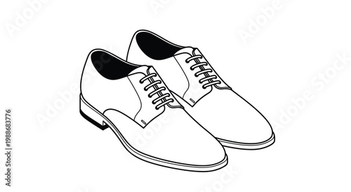 Black and white illustration of a pair of classic dress shoes