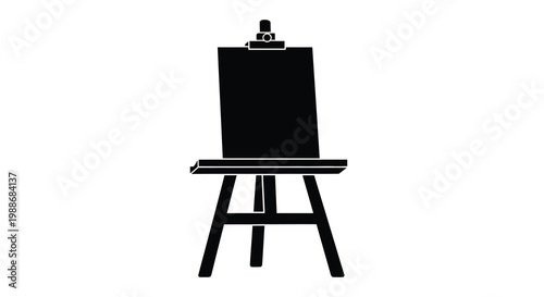 A stark black silhouette depicts an artist s easel representing creativity and artistic expression high quality