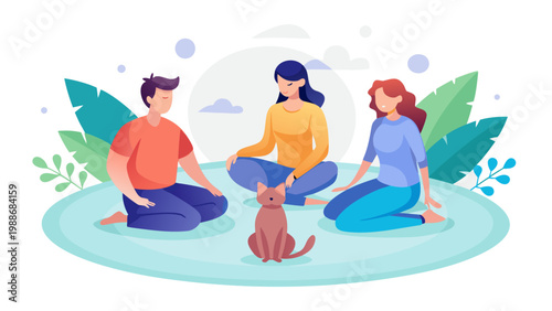 A group of three people engaged in a collaborative discussion or meeting session