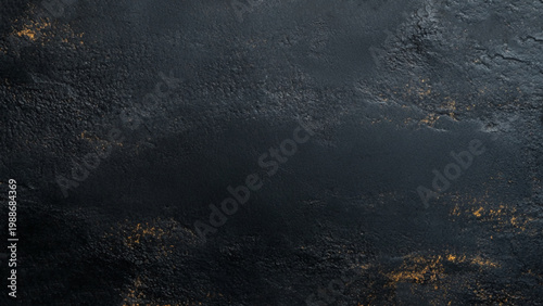 Elegant black stone fissures with golden shimmer. Black gold texture background abstract design pattern